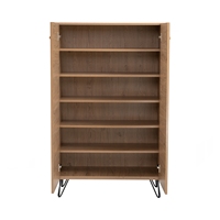 Meuble de rangement multifonction SAMOS en chêne scandinave moderne avec pieds en métal, pour salon, bureau à domicile, organisateur, 5+ compartiments
