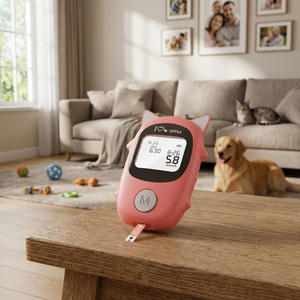 Vente flash : 1 kit de lecteur de glycémie pour animaux de compagnie, réutilisable, portable, sûr, fiable, facile à utiliser, pour chats et chiens, bandelettes de <span class=keywords><strong>test</strong></span> pour diabète - Product Image 1