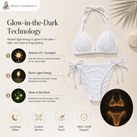 Op maat gemaakte glow-in-the-dark bandeau bikini, UV-absorberende, lichtgevende badkleding, 2-delige set, dierenprint paisley patroon, 100% nylon, OEM ODM