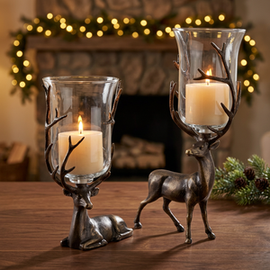 AK Laiton Moderne Laiton Antique Métal Décoratif Cerf Bougeoir Bocal En Verre Pour La Décoration De La Maison Décor De Noël - Product Image 1