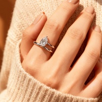 Bague Solitaire en Argent Sterling 925 avec Moissanite Taille Poire, Couleur D, Pureté VVS, pour Femme, Bijoux Fins