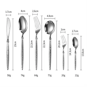 थोक मूल्य सर्वोत्तम गुणवत्ता मिरर पॉलिश गोल्डन सिल्वरवेयर स्टेनलेस स्टील कटलरी सेट शादी के लिए