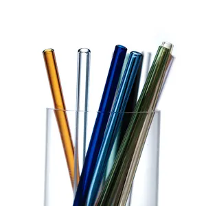 Custom Logo High Borosilicate Straw Glass Drinking Straw Glass Straw With Cleaning Brush