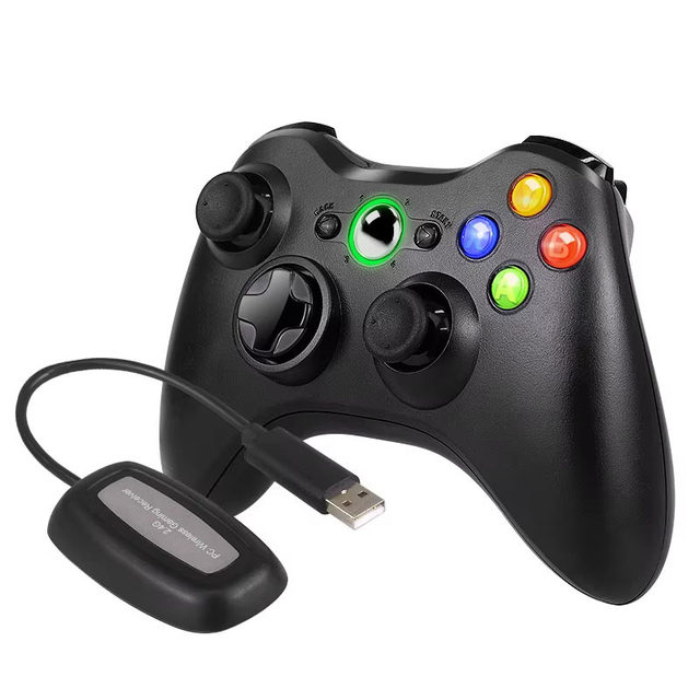 For Data Frog White USB Wireless Joystick Gamepad Controller for Xbox 360/360 Slim Compatible with Windows 10/11 PC Games
