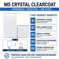 Kit de peinture automobile MS Crystal Clearcoat 1L 2K, finition brillante, résistant aux UV, acrylique en aérosol pour la réparation de voitures, de motos et d'avions