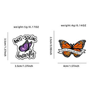 ปิ่นเคลือบโลหะผสมสังกะสีรูปผีเสื้อป้องกันสังคม-พิมพ์ยูวีสดใสปกกระเป๋าเข็มกลัดที่มีเสน่ห์ทนทานอุปกรณ์เสริมอารมณ์ขันเหมาะเป็นของขวัญ - Product Image 6