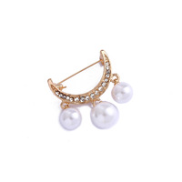Broche de col en alliage de zinc avec perles et strass électroplaqués pour accessoires vestimentaires de mariage