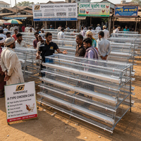 Cages à poulets de type A galvanisées pour élevage de poules pondeuses, équipement d'élevage avicole pour fermes et poulaillers