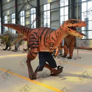 Dinosaurus Show Prop Realistische Dinosaurus Kostuum Lopen Velociraptor Zichtbare Benen Dinosaurus Pak