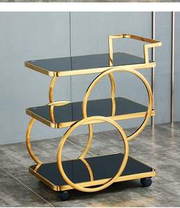 Multipurpose Room Luxury 3-tier Storage Wedding Hotel Dining Gold Food Serving Liquor Wine Service Tea <strong>Drinks</strong> Trolley Cart <strong>Bar</strong> - Product Image 3