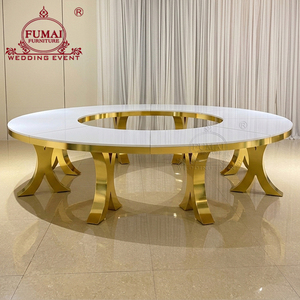 Table d'hôtel FUMAI FURNITURE, design moderne en forme d'œil, plateau en MDF, structure en métal doré, design contemporain, mobilier durable. - Product Image 3