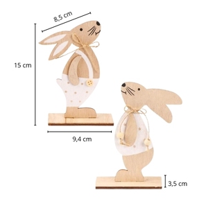 Set di 4 Coniglietti Pasquali in Legno, Decorazioni per Casa e Giardino - Product Image 3