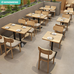 ชุดโต๊ะรับประทานอาหารทรงสี่เหลี่ยมพร้อมเก้าอี้สำหรับร้านอาหาร โมเดิร์น วู้ด รีสเทอเรนท์ บูธ ซีทติ้ง เฟอร์นิเจอร์คาเฟ่ ลาจน์ รีสเทอเรนท์ - Product Image 4