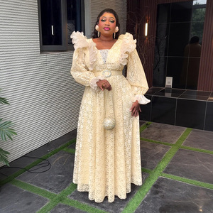 Robe de <span class=keywords><strong>Demoiselle</strong></span> d'Honneur Élégante Grande Taille Africaine Transfrontalière Coupe A-Line Col V Dentelle Illusion Vêtements Femme Commerce Extérieur - Product Image 3