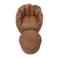 Fauteuil pouf en cuir PU imperméable, canapé paresseux enveloppant avec accoudoirs, siège pouf individuel d'intérieur pour la détente