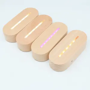 Wholesale Wooden Lamp Base 3d Night Light Lamp Led Christmas Oval Wooden Lamp Acrylic Night Lights