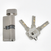 Ensemble de poignées carrées à levier en acier inoxydable avec cylindre européen à clé - Serrure d'entrée antivol pour hôtels et portes résidentielles