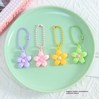 Porte-clés créatif en plastique motif fleur de cerisier colorée, ornement DIY, pendentif polyvalent pour sac ou poupée, accessoire de porte-clés