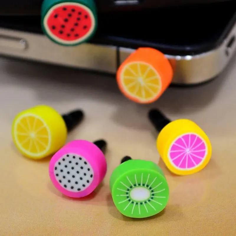Spina antipolvere in Silicone per auricolare per telefono cellulare da 3.5mm-accessorio per Jack per cuffie rubinetto a forma di frutta per smartphone
