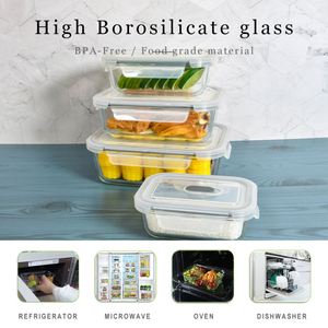 Customizable Large Capacity Rectangular Glass Food Container Airtight Lunch Box for Microwave Use for Food Preservation - Product Image 2