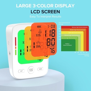 Tensiomètre automatique pour le bras supérieur, utilisation à domicile, grand écran LCD, brassard réglable (9-17 pouces), 2 x 99 enregistrements de mémoire, piles - Product Image 4