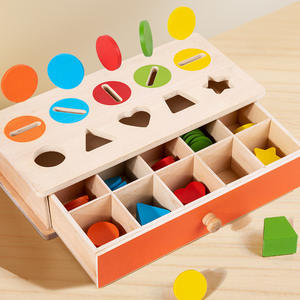 Montessori portamonete per bambini che imparano il gioco di cognizione di forma geometrica all'inizio del colore educativo giocattoli di smistamento per bambini in legno - Product Image 3