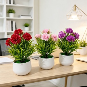 Plante artificielle de chrysanthème Paulon, 24 cm de haut, en pot, décoration de bureau, ornement d'intérieur et d'extérieur - Product Image 1