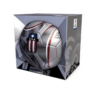 Kotak kemasan tampilan bola sepak bola kustom kardus OEM grosir kotak display sepak bola bergelombang bermotif dengan jendela