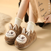 labubu Chaussons d'hiver pour femmes en EVA à bout fermé, nouveau style, semelle épaisse antidérapante avec motifs de dessins animés mignons