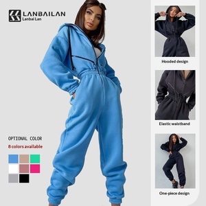 <span class=keywords><strong>Tuta</strong></span> da donna <span class=keywords><strong>con</strong></span> cappuccio e zip, <span class=keywords><strong>vita</strong></span> elasticizzata, gamba affusolata, vestibilità oversize, stile streetwear - Product Image 2