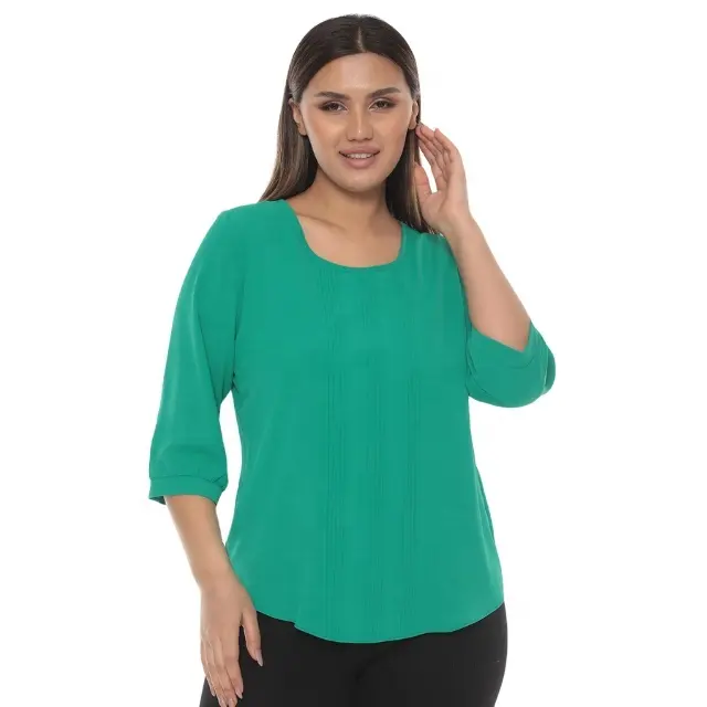 Fragen Sie Preis Grüne Frauen Bluse Shirt Mode Plus Size Kleidung O Hals Feminine Tops Blusas Elegante Lady Office Bluse Casual Chic