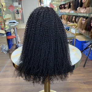 Perruques en dentelle frontale 13x4 afro bouclées crépues transparentes, cheveux vierges brésiliens humains, 26 pouces, perruques en dentelle frontale pour femmes noires - Product Image 3