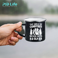 Taza Esmaltada Clásica Personalizada PYD Life de 12oz, Taza de Metal para Camping con Borde de Acero Inoxidable para el Día de Navidad