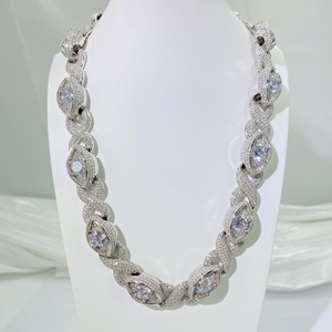 高品质钻石古巴链首饰项链银铜锆石古巴链项链 - Product Image 1