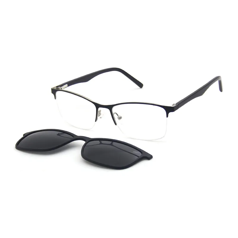 近視の新しい手作りステンレスモデルtr90カバーアイウェア光学フレームメタルクリップ眼鏡の準備ができて