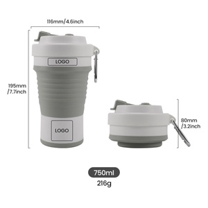 Tasse de voyage personnalisée Tasse à café pliable de grande capacité réutilisable et personnalisée Bouteille d'eau Gobelets en silicone doux pour la peau pour le voyage - Product Image 3