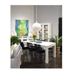 โต๊ะอาหารไม้สีขาวทรงสี่เหลี่ยมผืนผ้าทันสมัย ขนาดหน้าโต๊ะ 84 นิ้ว สำหรับห้องรับประทานอาหาร - Product Image 2