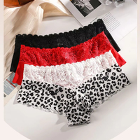Pakaian dalam motif hewan seksi Eropa dan Amerika pakaian dalam segitiga mulus Ice Silk Boxer olahraga pinggang sedang kebugaran wanita