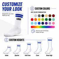 Chaussettes de sport respirantes pour jeunes hommes, personnalisées, de basketball, mi-mollet, antidérapantes, avec semelle en tissu éponge doux et rembourrée, rayées