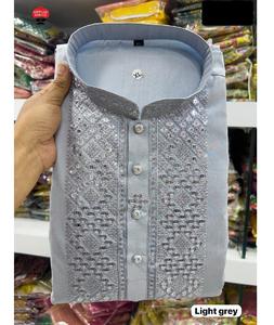 Vêtements ethniques indiens pour hommes Collection de vêtements ethniques de qualité supérieure en soie de qualité supérieure avec broderie Kurta avec ensemble de pyjama en coton Raymond - Product Image 1