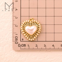 Pendentif en forme de cœur en nacre de perle tendance Yammy YLJ047, véritable pendentif en zircon rose plaqué or 18 carats, accessoires de bijoux faits à la main