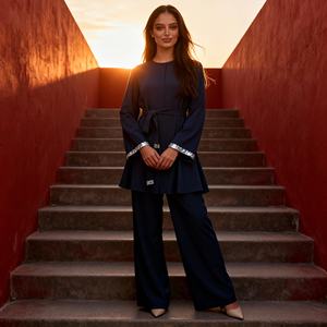 High Quality Patchwork Polyester Elegant Luxury Custom <b>Abaya</b> for Muslim Women Evening Party <b>Dress</b> Wholesale - Product Image 2