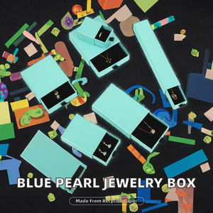 Pearl <b>Light</b> Blue Drawer Jewelry Box with Recycled Materials Sponge Lining Holds Earrings Packaging <b>Boxes</b> for Small Businesses - Product Image 2