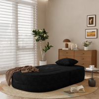 VOXHOME Minimalistisches Modernes Einzelsofa-Bett für Wohnzimmer Schlafzimmer Wohnmöbel Klappbares Faulbett-Sofa Schwarzes Bouclé-Sofa