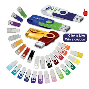 Yüksek kaliteli markalı özel Logo döner sopa taşınabilir Disk promosyon USB 2.0 3.0 Flash sürücüler toplu ucuz USB bellek Pendrive