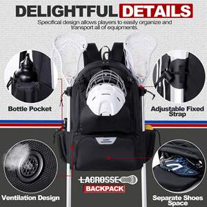 Sac de lacrosse multifonctionnel de grande capacité, sac à dos de sport imperméable pour l'extérieur, sac en polyester pour le hockey sur glace, le baseball - Product Image 5