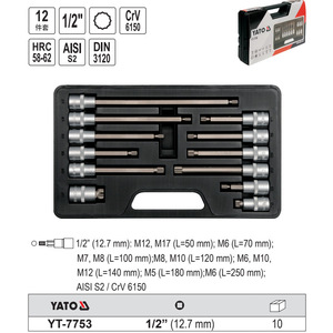 Yato 18-Piece <b>Socket</b> Set 1/2 And 1/4 Inch Hex Industrial Grade Crv 6150 For Automotive Repair - Product Image 4