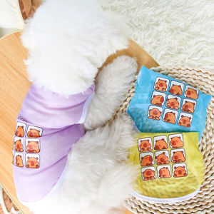 Gilet pour animaux de compagnie imprimé capybara, vêtements d'été en maille respirante pour chiens et chats, jaune, violet, bleu - Product Image 3