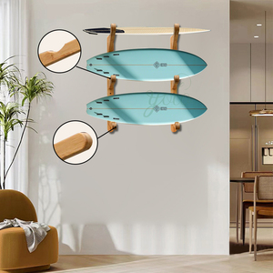 Support de rangement mural en bambou robuste et minimaliste à 3 niveaux pour planche de surf à usage domestique - Product Image 3
