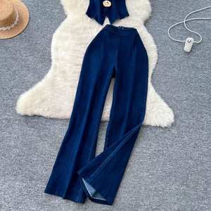 Conjuntos Casuales de Verano para Mujer, Top sin Mangas y Conjunto de Mezclilla de Cintura Alta, Trajes Deportivos al por Mayor - Product Image 3